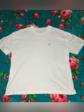 All Saints White Short-Sleeve Crew Tee with Subtle Logo